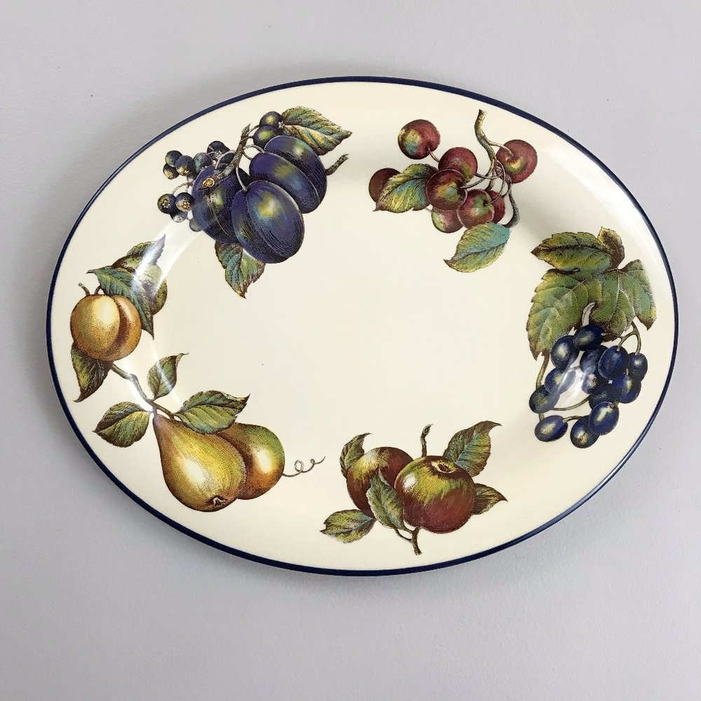 PIER 1 Macintosh Harvest Serving Platter 14"x11" Made In England Vintage Fruits